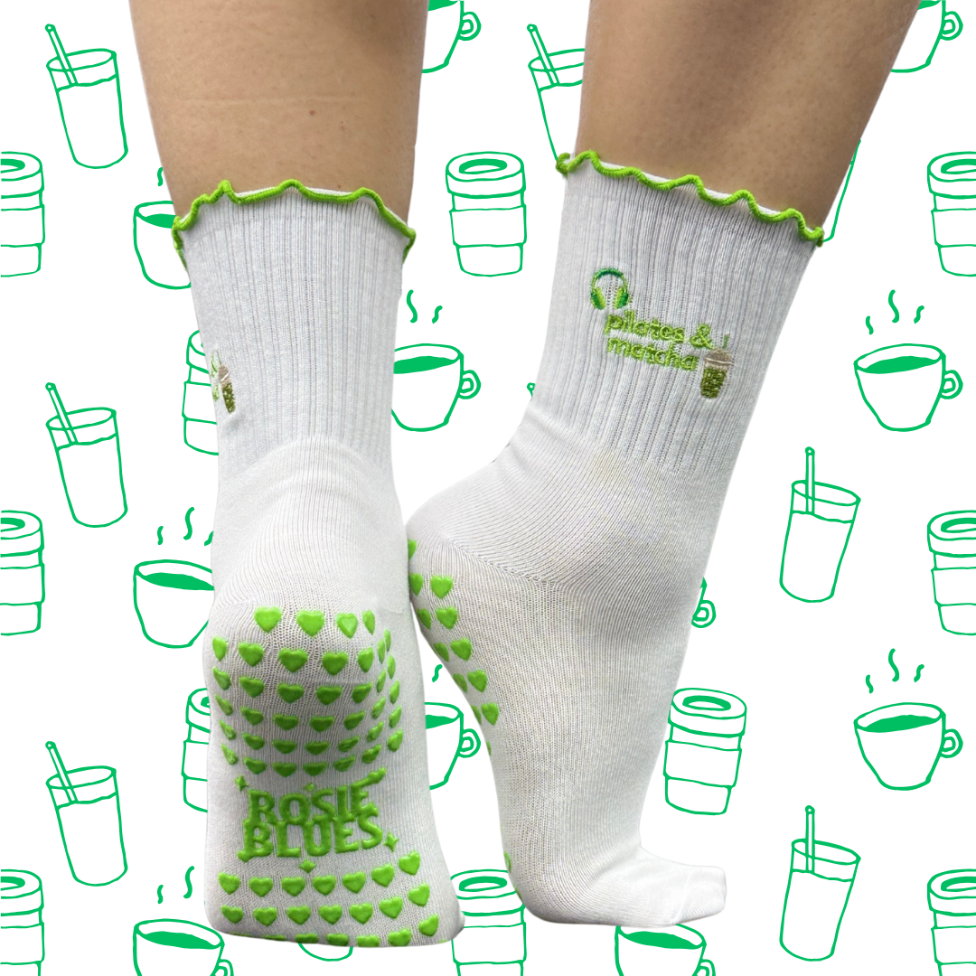 🧦 “Pilates and Matcha” Grip Socks – Wellness Baddie Edition