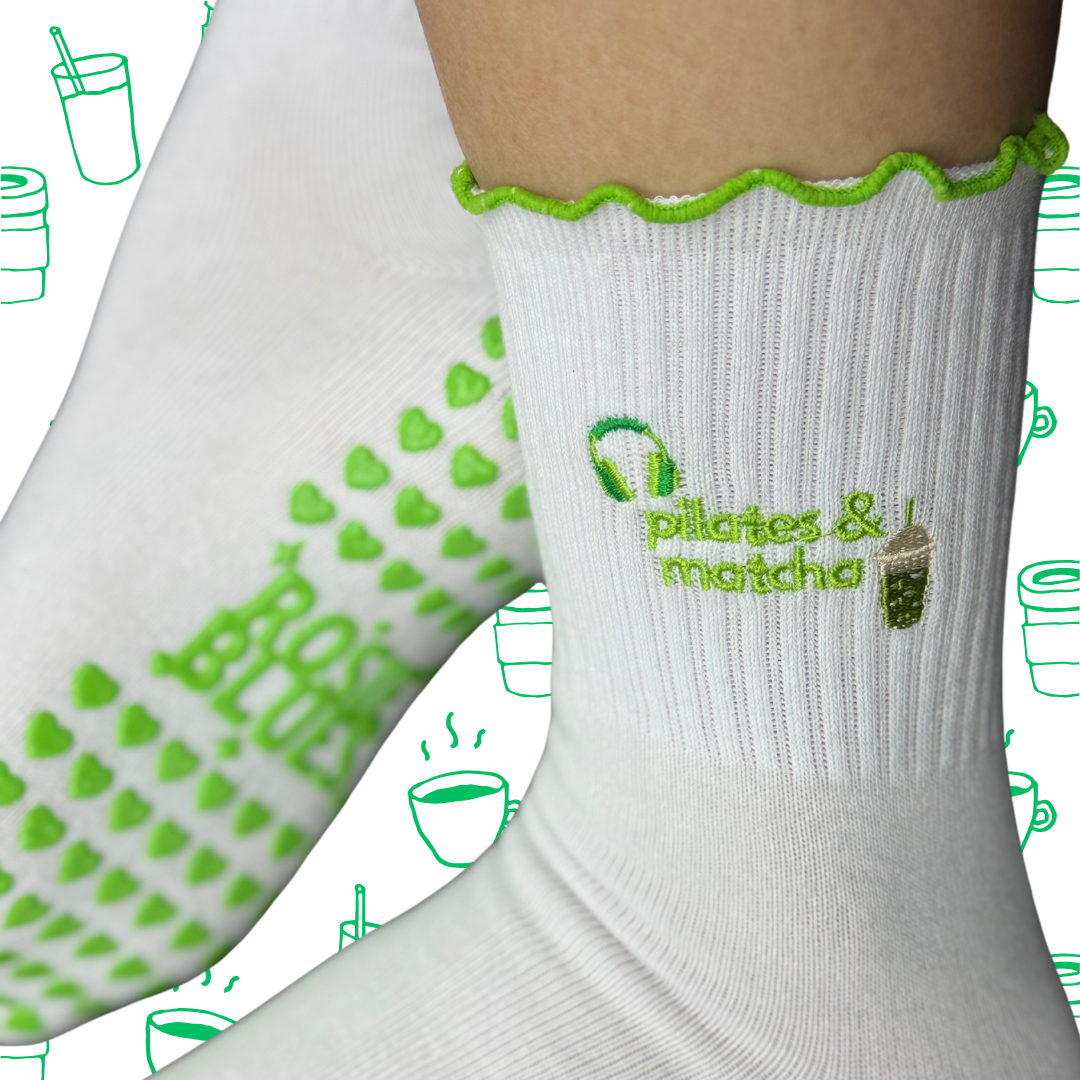 🧦 “Pilates and Matcha” Grip Socks – Wellness Baddie Edition