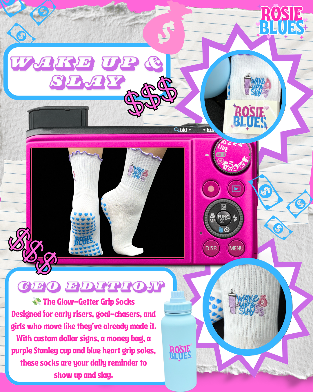 🧦 “Wake Up and Slay” Grip Socks – CEO Edition