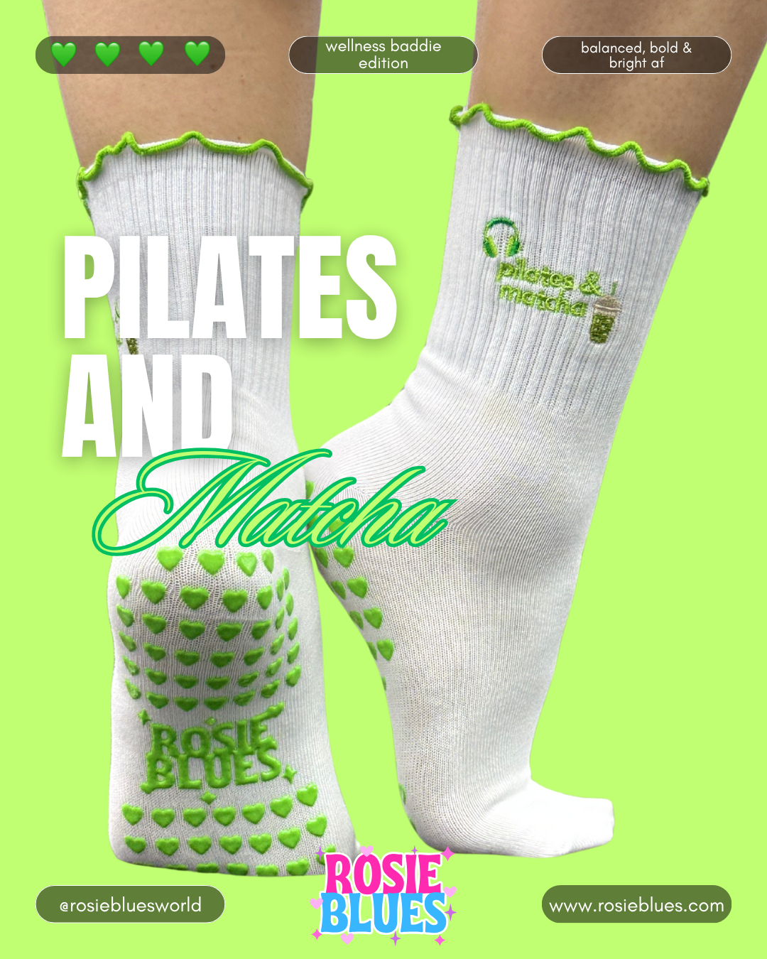 🧦 “Pilates and Matcha” Grip Socks – Wellness Baddie Edition