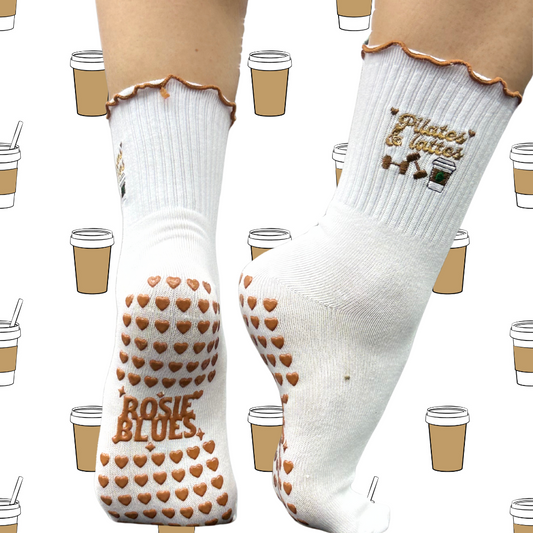 🧦 “Pilates and Lattes” Grip Socks – Coffee Run Edit