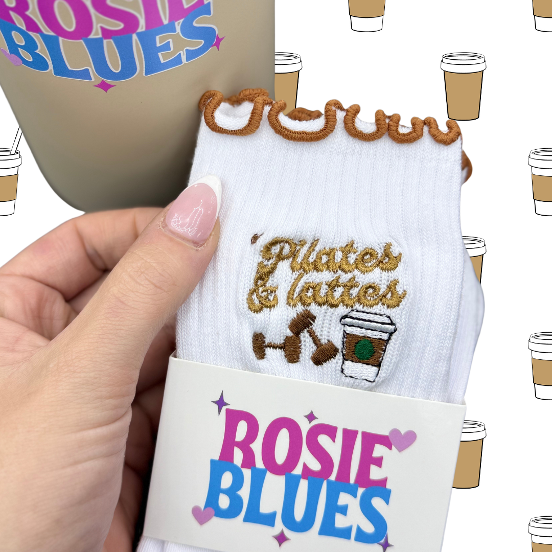 🧦 “Pilates and Lattes” Grip Socks – Coffee Run Edit