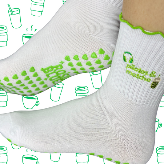 🧦 “Pilates and Matcha” Grip Socks – Wellness Baddie Edition