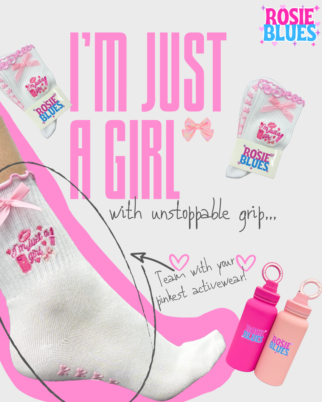🧦 The “I’m Just a Girl” Grip Socks